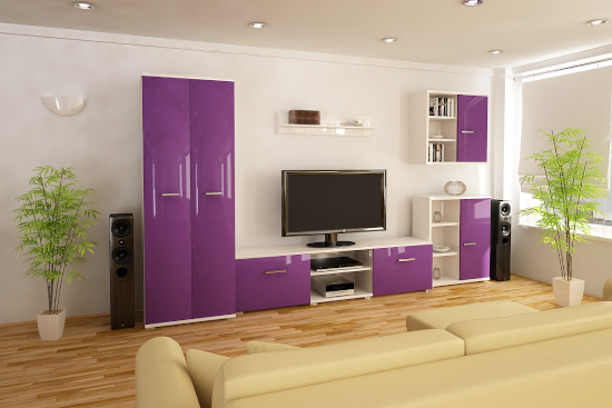 Obývací stěna fialová