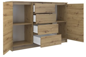 Ilustrační foto - Komoda 2D4S 120 Dub artisan - Pohled dovnitř (3/6)