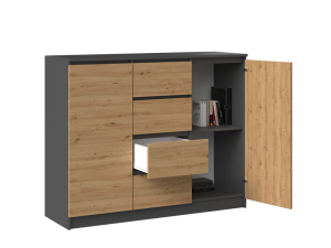 KOMODA 2D4S - ANTRACYT / DĄB ARTISAN (3/5)