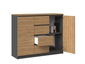Komoda 2D4S 120 BA antracit + dub artisan (2/4)