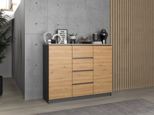 Ilustrační foto - Komoda 2D4S 120 BA antracit + dub artisan (3/4)