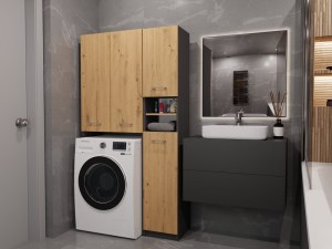 Ilustrační foto - Koupelnová skříňka MARPOL DD Antracit + dub artisan (3/5)