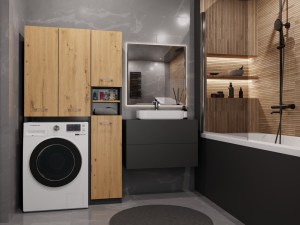 Ilustrační foto - Koupelnová skříňka MARPOL DD Antracit + dub artisan (4/5)