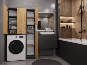 Ilustrační foto - Koupelnová skříňka MARPOL DD Antracit + dub artisan (5/5)