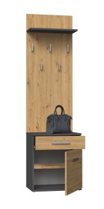 Věšák DUO Antracit + dub artisan (4/5)