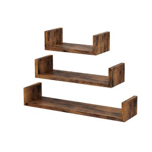 3 U-förmige Wandregale Holzoptik (2/7)