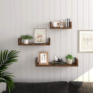 3 U-förmige Wandregale Holzoptik (3/7)