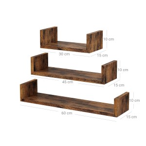 3 U-förmige Wandregale Holzoptik (7/7)