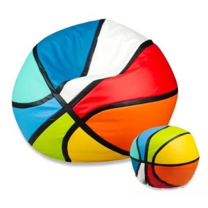 Sedací vak - míč basketballový + taburet - světlemodrý