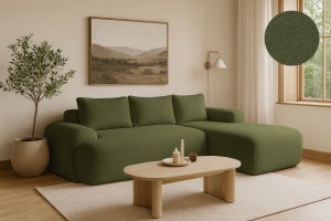 Rohová rozkládací sedačka FLAVIO - zelená - bouclé - NOW OR NEVER 38