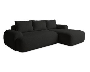 Rohová rozkládací sedačka FLAVIO - bouclé - černá (3/5)