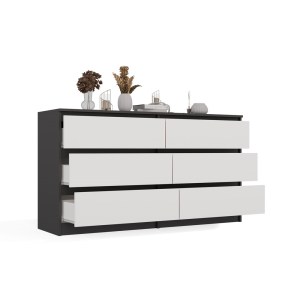 Komoda MALWA M6 140 - antracit + bílá - otevřená (4/14)