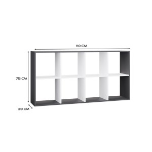 Regál MALAX 2X4 - antracit + bílá - rozměry (7/7)