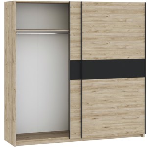 Šatní skříň BERNO 200 - jackson hickory + antracit - otevřená (2/3)