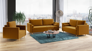 Sedací souprava FIORELLO 3+2+1 hořčicová - MONOLITH 48