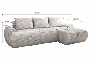 Rohová rozkládací sedačka FLAVIO - rozměry (2/9)