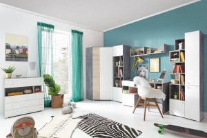 Ilustrační foto - Komoda SIGMA SI11 Beton + bílá lux + dub (2/2)
