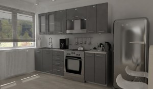 Kuchyňská linka KLAUDIA 240/180 - Šedý lesk