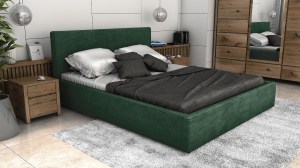 Postel LINCOLN 160x200 tmavězelená s úložným prostorem - manšestr - LINCOLN 39