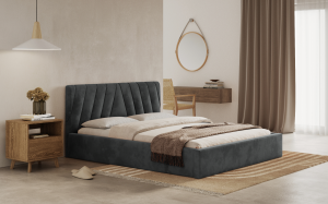 Postel ASTI 140x200 tmavěšedá s úložným prostorem