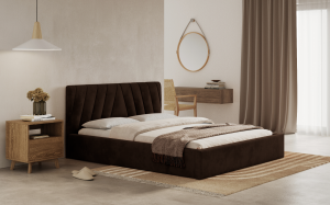 Postel ASTI 180x200 hnědá s úložným prostorem