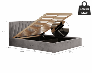 Postel ASTI 180x200 s úložným prostorem - rozměry (4/9)