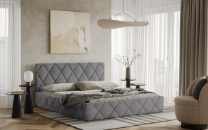 Postel LUKA 120x200 světlešedá s úložným prostorem