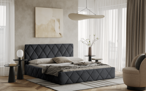 Postel LUKA 120x200 tmavěšedá s úložným prostorem