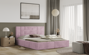 Postel MILANO 140x200 růžová s úložným prostorem