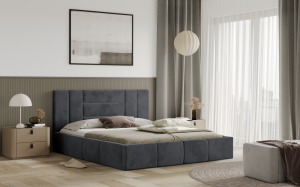 Postel MILANO 140x200 tmavěšedá s úložným prostorem