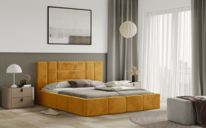 Postel MILANO 160x200 zlatá s úložným prostorem