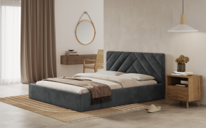 Postel PRATO 140x200 tmavěšedá s úložným prostorem