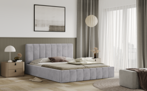 Postel RIMINI 140x200 světlešedá s úložným prostorem