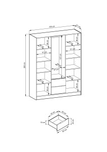 Šatní skříň NELLY 3D - Rozměry (3/3)