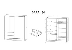 Šatní skříň SARA 180 - Rozměry (3/3)