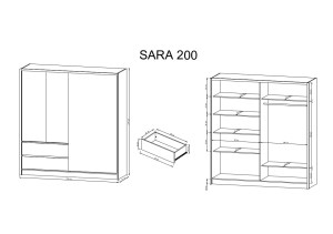 Šatní skříň SARA 200 - Rozměry (3/3)