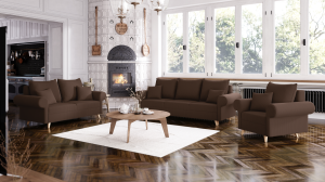 Sedací souprava ESTELA 3+2+1 hnědá - CORD 205.18